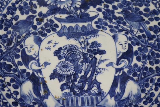 A 19th century Chinese blue and white dish 35cm diam